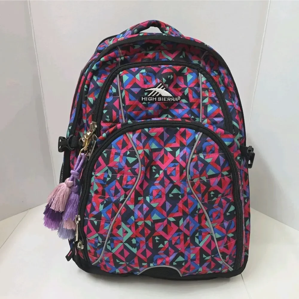 High Sierra Backpack Geometric Large Multi Pocket Laptop School Travel Bag 18x13